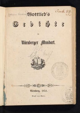 Gottlieb's Gedichte in Nürnberger Mundart