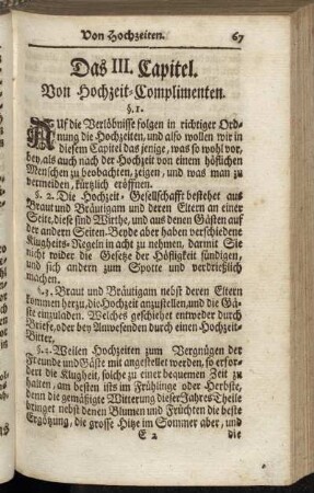 Das III. Capitel. Von Hochzeit-Complimenten.