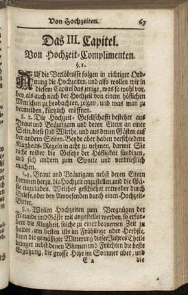Das III. Capitel. Von Hochzeit-Complimenten.