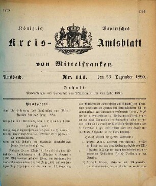 Verhandlungen des Landrathes von Mittelfranken. 1881