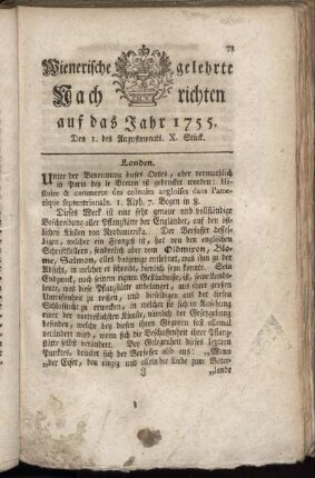 Den I. des Augustmonats. X. Stück.