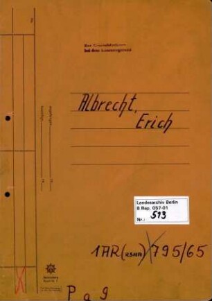 Personenheft Erich Albrecht (*27.12,1899), Kriminalsekretär