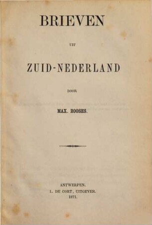 Brieven uit Zuid-Nederland door Max Rooses