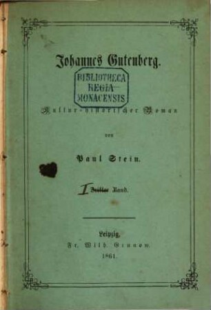 Johannes Gutenberg : Kultur-historischer Roman, 1