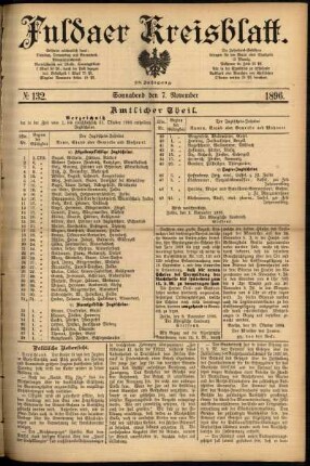 Erste Ausgabe vom Samstag, den 07. November 1896.
