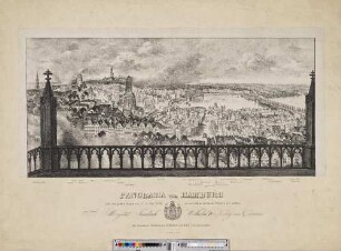 Panorama von Hamburg nach dem großen Brande vom 5.-8. Mai 1842, von der Gallerie des Jacobi Thurmes aus gesehen