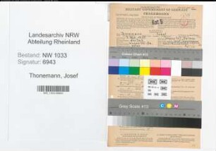 Entnazifizierung Josef Thonemann , geb. 05.09.1920 (Bauschlosser)