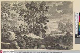 [Waldlandschaft mit Jesus und zwei Wanderern]