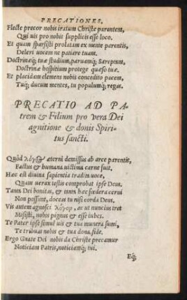 Precatio Ad Patrem et filium pro vera Dei agnitione et donis Spiritus sancti.