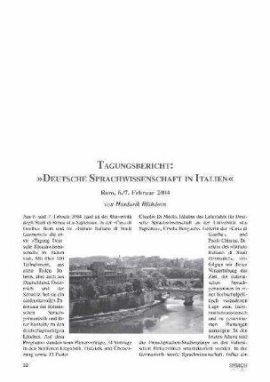 Tagungsbericht: "Deutsche Sprachwissenschaft in Italien" : Rom, 6./7. Februar 2004