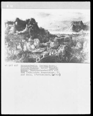 Gebirgslandschaft mit fröhlichem Bauernzug