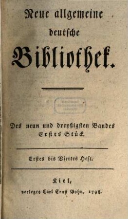 Neue allgemeine deutsche Bibliothek. 39. 1798