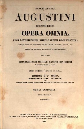 Sancti Aurelii Augustini, Hipponensis episcopi, opera omnia. 11