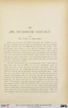 III. Die metrische Gestalt