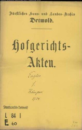 Engeler zu Hagen gegen Joh. Bernd Kamper zu Ohrsen - Schuldforderung