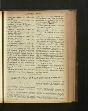 L'Espansione Italiana Nella Republica Argentina.
