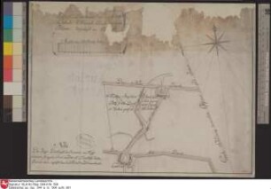 Lage des eingedeichten Polders bei CAROLINENSIEL mit den Wegen und Tiefen Kolorierte Zeichnung von F. W. Magott Papier Format 37,7x29,0 M 1:7.330
