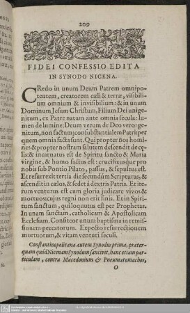 Fidei Confessio Edita In Synodo Nicena