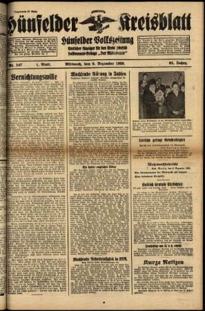 Erste Ausgabe vom Mittwoch, den 06. Dezember 1939.