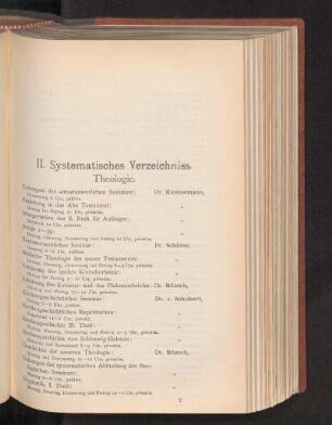 II. Systematisches Verzeichniss.