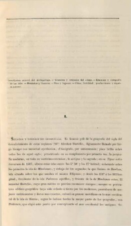 I. Descripcion general del Archipiélago. - ...