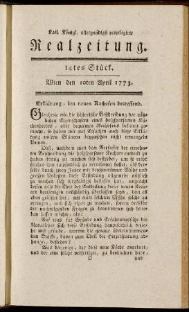 14tes Stück. Wien den 10ten April 1773.