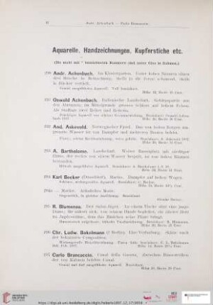 Aquarelle, Handzeichnungen, Kupferstiche (Nr. 290 - 406)