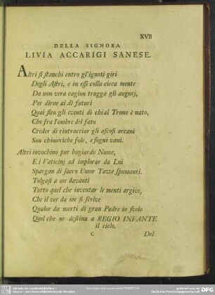 Della Signora Livia Accarigi Sanese