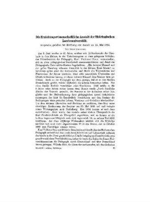 Die Erziehungswissenschaftliche Anstalt der Thüringischen Landesuniversität : Ansprache, gehalten bei Eröffnung der Anstalt am 14. Mai 1924