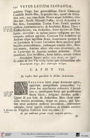 Caput VII: De Castro Inui quondam in finibus Ardeatium