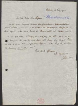 Brief an Karl Klindworth : 14.02.1910