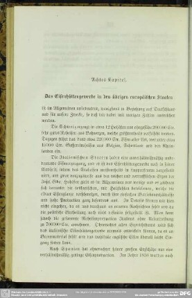 Achtes Kapitel. Das Eisenhüttengewerbe in den übrigen europäischen Staaten