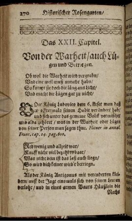 Das XXII. Capitel. Von der Warheit/ auch Lügen und Betriegen