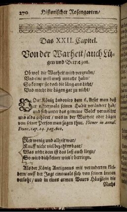 Das XXII. Capitel. Von der Warheit/ auch Lügen und Betriegen