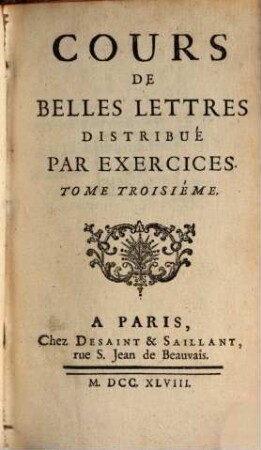 Cours De Belles Lettres : Distribué par Exercices. 3