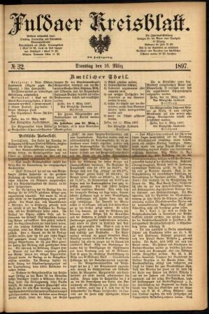 Erste Ausgabe vom Dienstag, den 16. März 1897.