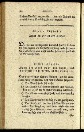 Vierter Abschnitt. Fehler an Seiten des Kindes.