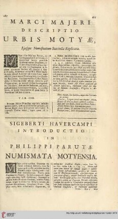 Sigeberti Havercampi introductio & commentarius in Philippi Parutae numismata Motyensia