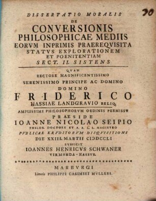 Diss. de conversionis philosophicae mediis