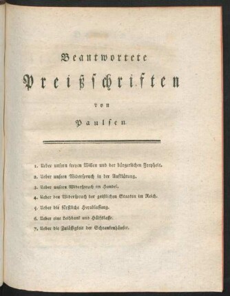Beantwortete Preißschriften.