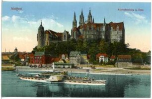 Meißen. Albrechtsburg, Elbe mit Dampfer Bodenbach