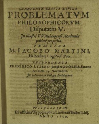 5: Problematum philosophicorum disputationes