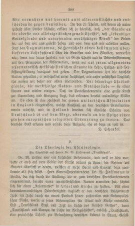 288-301 Die Theologie der Phraseologie : ein Streiflicht auf Herrn W. Hoffmanns "Deutschland"
