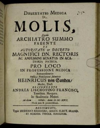Dissertatio Medica De Molis