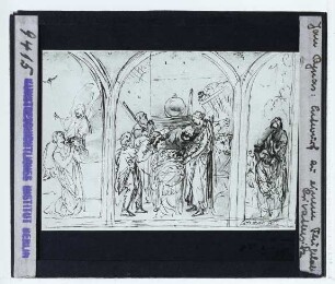 Pynas (Jan), Entwurfszeichnung für einen Altar (Anbetung der Hirten) (Privatsammlung)
