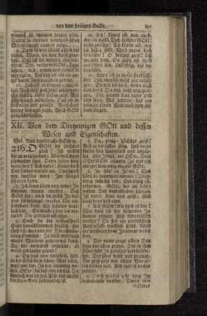 XII. Von dem Dreyeinigen Gott und dessen Wesen und Eigenschaften.