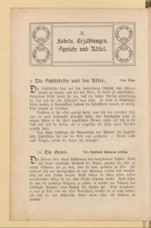 II. Fabeln, Erzählungen, Sprüche und Rätsel
