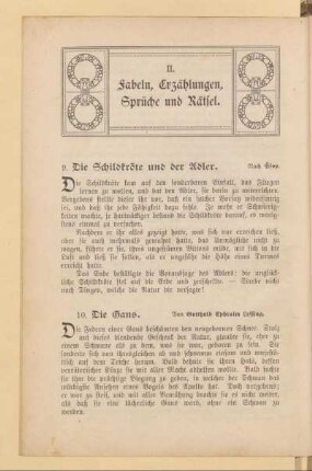 II. Fabeln, Erzählungen, Sprüche und Rätsel