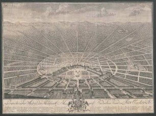 Perspectivischer Aufriss der Hochfürstlich Marggräflich Badischen Residenz Stadt Carlsruh