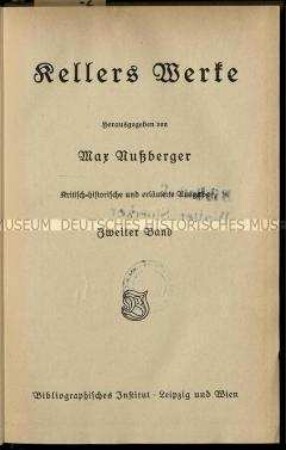 Gesamtausgabe der Werke von Gottfried Keller, Band 2